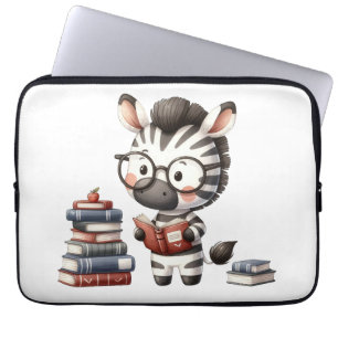 Funda Para Portátil Libros de lectura de cebra.