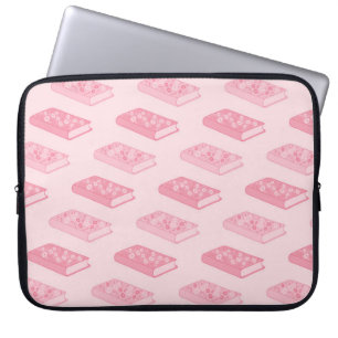 Funda Para Portátil Libros florales rosados