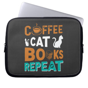 Funda Para Portátil Libros para gato de café Repite, lee y ama al café