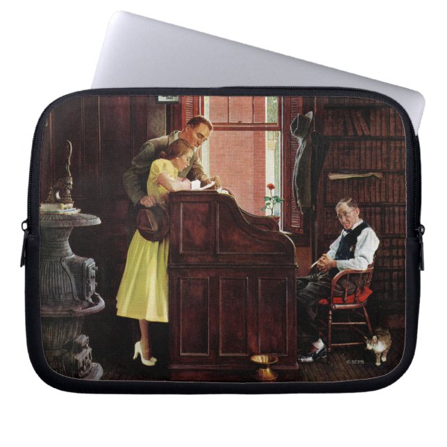 Funda Para Portátil Licencia matrimonial de Norman Rockwell (Frente)