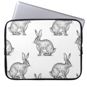 Funda Para Portátil Liebre o conejo. Patrón sin foco con animales de b