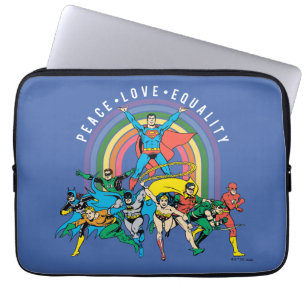 Funda Para Portátil Liga de Justicia Original - Paz, Amor, Igualdad