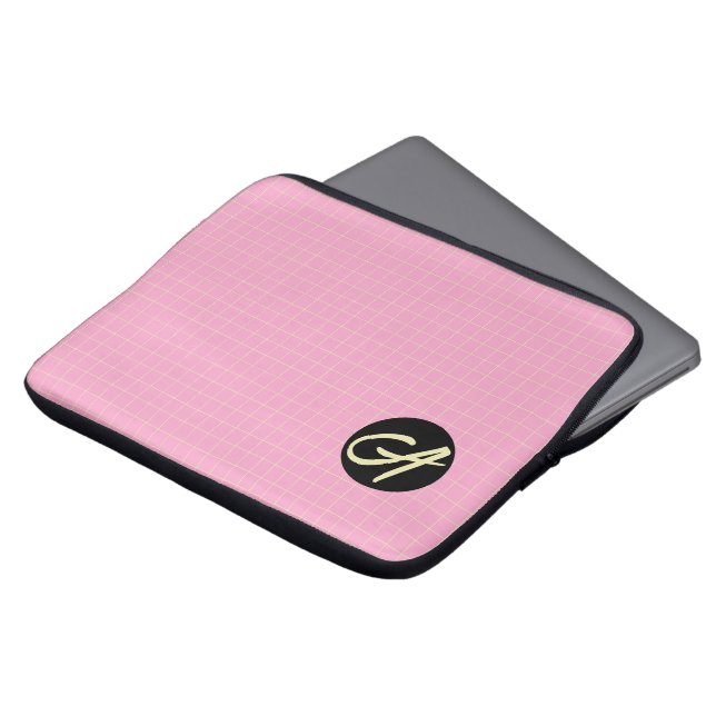 Funda Para Portátil Light Green Cell Pattern Pink background. (Superior anverso)