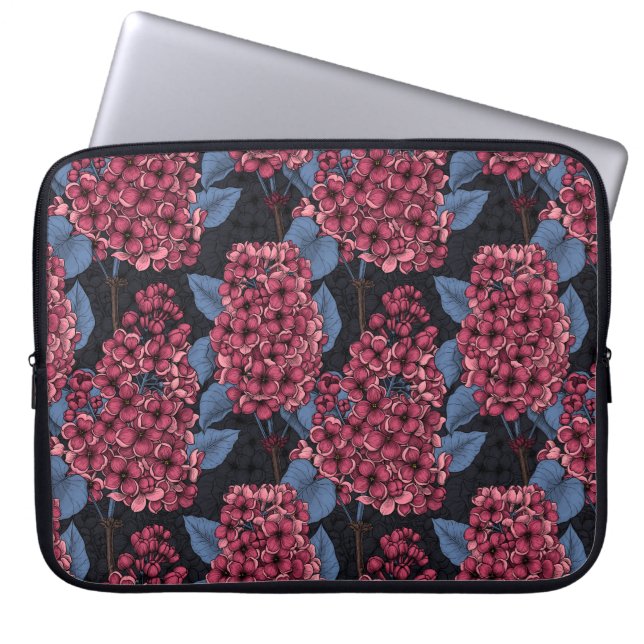 Funda Para Portátil Lila roja sobre azul oscuro (Frente)