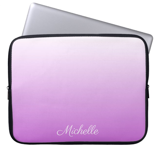 Funda Para Portátil Lilac púrpura oscuro nombre personalizado (Frente)