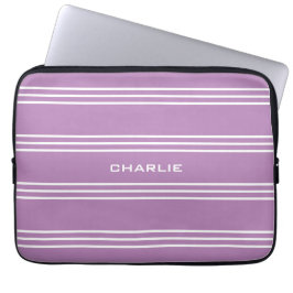Funda Para Portátil Lilac Stripes personalizado monograma mangas para 