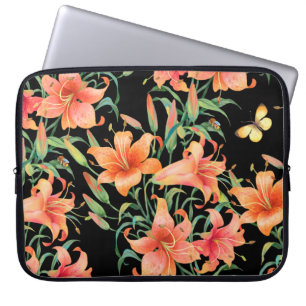 Funda Para Portátil Lilies patrón de fondo sin fisuras.