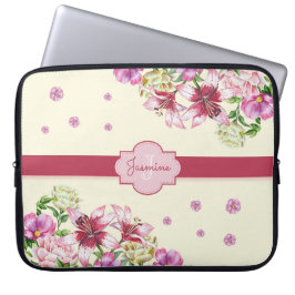 Funda Para Portátil Lily y Peony Floral Amarillo