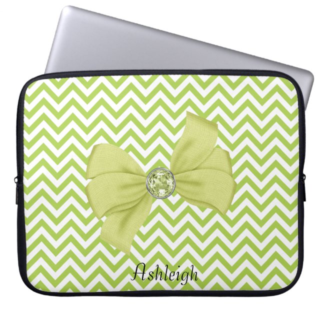 Funda Para Portátil Lime Chevron Stripe (Frente)