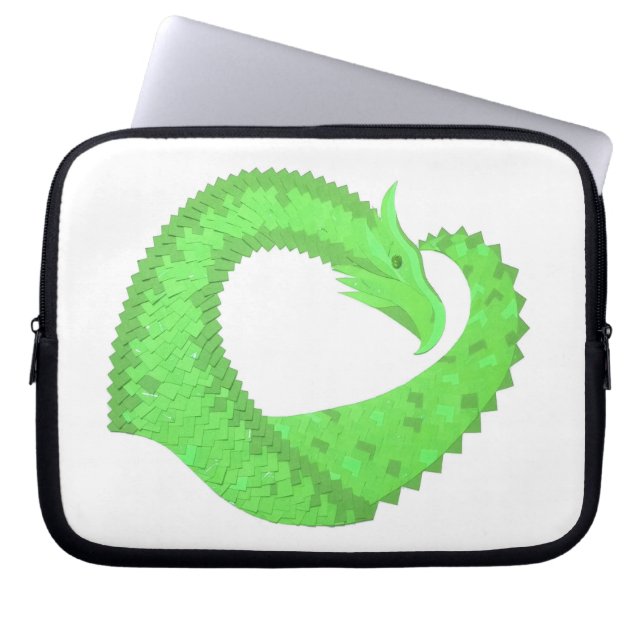 Funda Para Portátil Lime dragón de corazón verde sobre blanco (Frente)