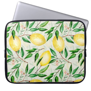 Funda Para Portátil Limones acuarelas, patrón de fruta sin costura.