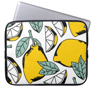 Funda Para Portátil Limones dibujados a mano, patrón vibrante.