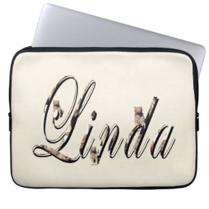 Funda Para Portátil "Linda" Nombre Hecho Con Tigres Blancos,