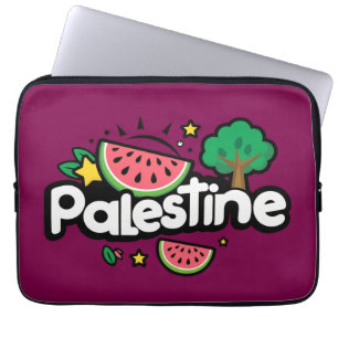 Funda Para Portátil Linda palabra Palestina rodeada de árbol de sandía