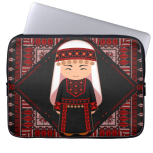 Funda Para Portátil lindo chica palestino bordado tatuaje rojo