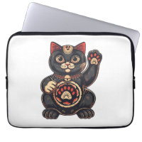 lindo Maneki Neko gato impreso en japonés