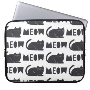 Funda Para Portátil lindo patrón de gato. Ilustracion de época