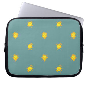 Funda Para Portátil Lindo patrón de sol con cara feliz en color azul m