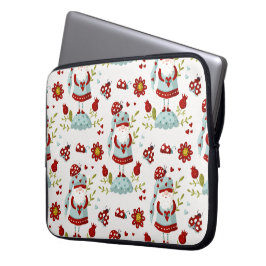 Funda Para Portátil Lindo patrón floral de gnomo escandinavo