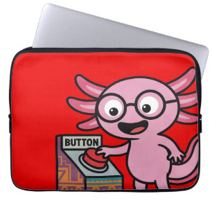 Funda Para Portátil Lindo Preguntas de ajolote azteca Oh No botón rojo