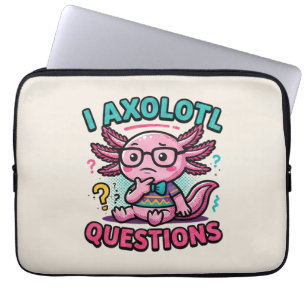 Funda Para Portátil Lindo Preguntas de Ajolote nerd azteca con gafas