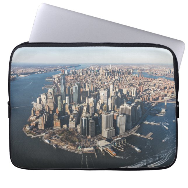 Funda Para Portátil Línea costera | Manhattan, Nueva York (Frente)