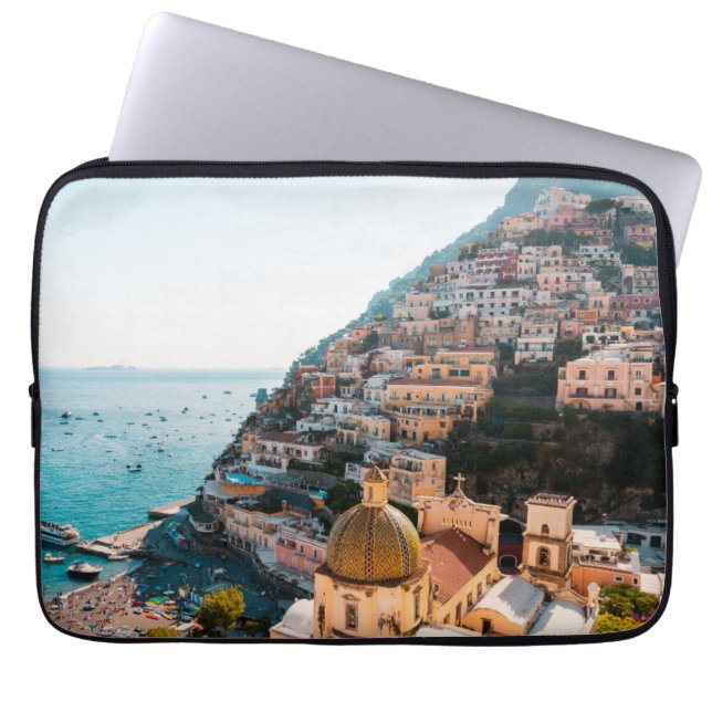 Funda Para Portátil Línea costera | Positano Italia, Aldea Cliffside (Frente)