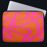 Funda Para Portátil Líneas Abstractas Modernas De Mediados Del Siglo N<br><div class="desc">Pinceles abstractos - formas abstractas en naranja quemado y rosa caliente.</div>