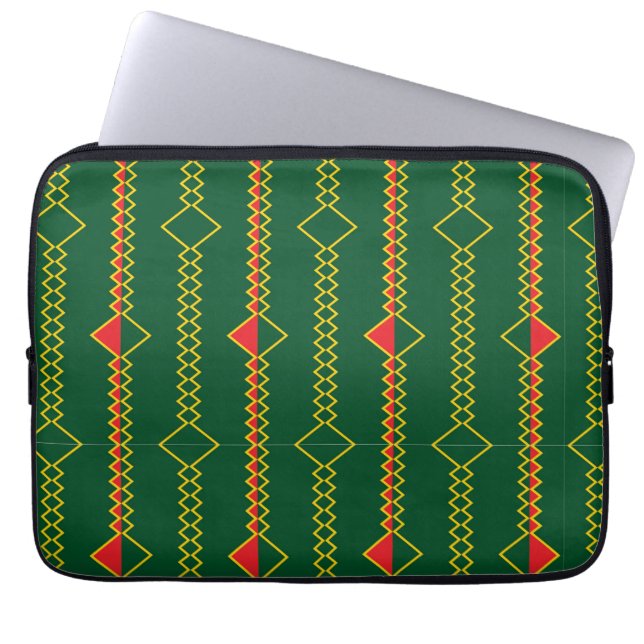 Funda Para Portátil Líneas de zigzag verticales Papel digital verde-72 (Frente)