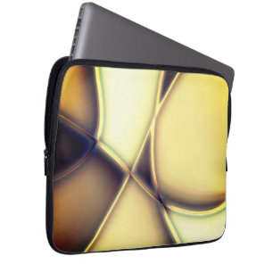 Funda Para Portátil Líneas doradas curvadas y lisas sobre beige quemad