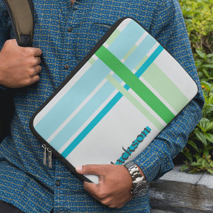 Funda Para Portátil Líneas en azul y líneas en verde