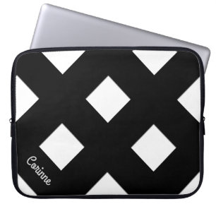 Funda Para Portátil Líneas negras del Pastel de cruce geométrico con n