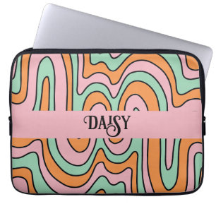 Funda Para Portátil Líneas onduladas personalizadas negrita retrospect