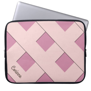 Funda Para Portátil Líneas rosadas pasadas de cruce geométrico con nom
