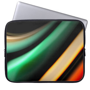 Funda Para Portátil Líneas suaves de seda abstractas sobre negro, mult