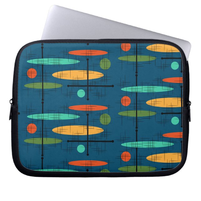 Funda Para Portátil Líneas y óvalos retro (Frente)