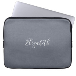 Funda Para Portátil Lino gris azul elegante moderno personalizado