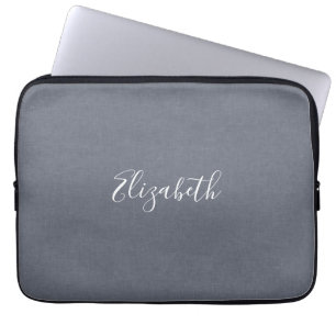 Funda Para Portátil Lino gris azul elegante moderno personalizado