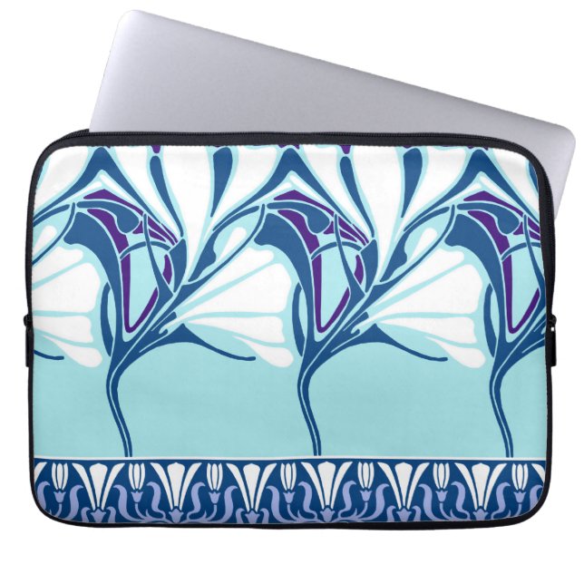FUNDA PARA PORTÁTIL LIRIO NOUVEAU: LUNES AZUL (Frente)
