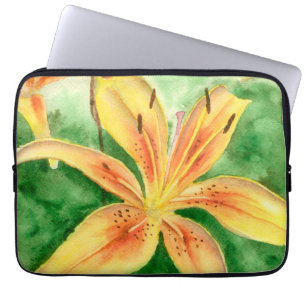 Funda Para Portátil Lirios amarillos en el poster del jardín
