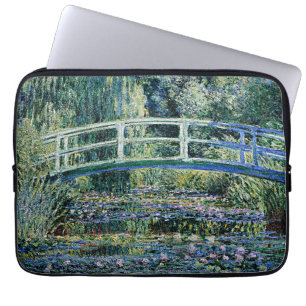 Funda Para Portátil Lirios de agua y puente japonés,