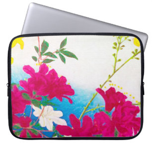 Funda Para Portátil Lirios de día japoneses - magenta, azul amarillo
