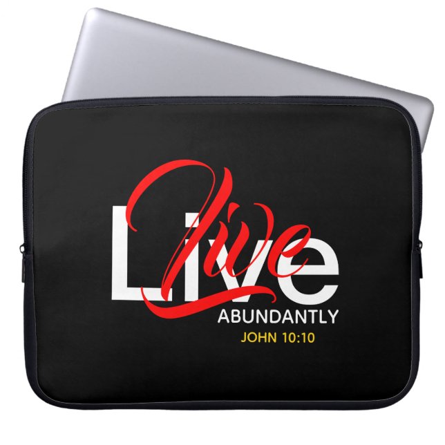 Funda Para Portátil Live Abundant John 10:10 Scripture (Frente)