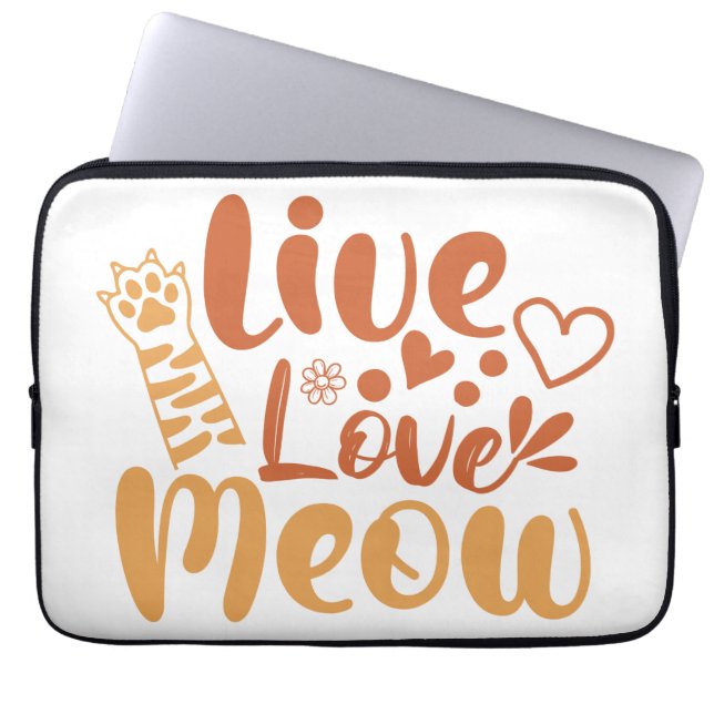 Funda Para Portátil Live Love Meow (Frente)