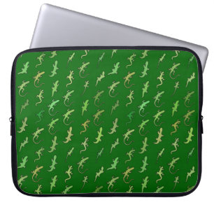 Funda Para Portátil Lizarras y geckos sobre verde pino