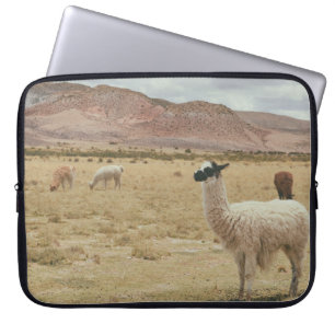 FUNDA PARA PORTÁTIL LLAMA BLANCA EN GRASA MARRONA