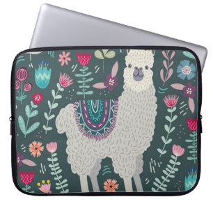 Funda Para Portátil Llama floral: Doodles pintados a mano