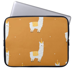 Funda Para Portátil Llama, fondo naranja: patrón de cumpleaños.
