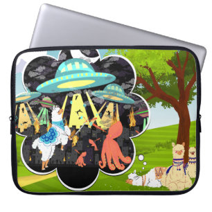 Funda Para Portátil Llama vs Calamar Malvado Batalla Espacial Épica
