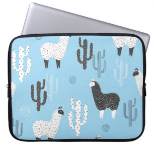 Funda Para Portátil Llama y cactus, lindo patrón.